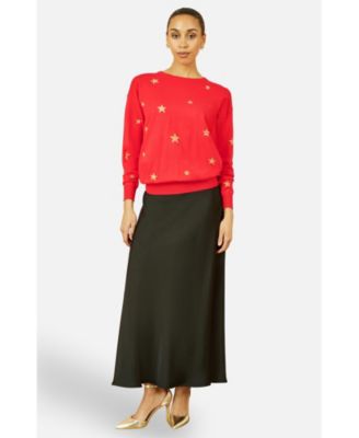 Women's Foil Star Print Relaxed Fit Sweater