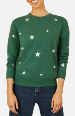Women's Foil Star Print Relaxed Fit Sweater