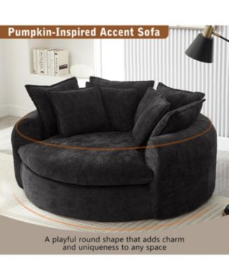 Full-Compressed Round Chaise Sofa, Black