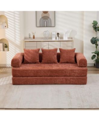 Comfy Convertible Folding Mattress Couch, Floor Sofa Bed - Orange