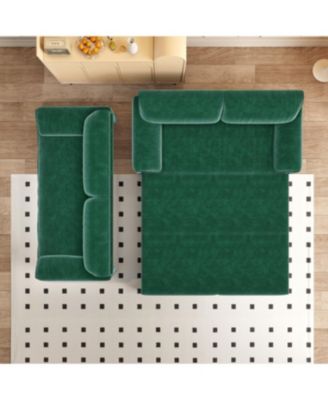 66" Queen Pull Out Sofa Bed with Storage, 3-in-1 Convertible Velvet Loveseat Sleeper