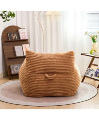Bean Bag Chair with Armrests - Oversized Comfy Beige Lazy Floor Sofa Chair