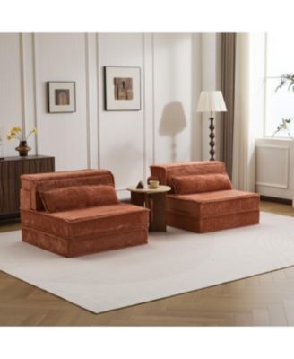 Streamdale Compression Sofa, Convertible Floor Sofa Bed, Modular Sectional, Orange