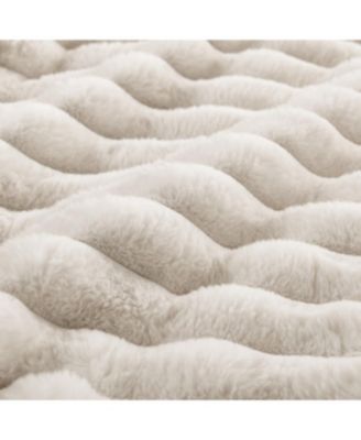 Streamdale Beige Corduroy Striped U-shaped Sofa with Pull-out Bed & Storage Chaise