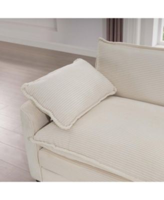  Oversized Modular Cushioned Sofa with 3 Ottomans, Sleeper Sofa Bed, 6-Piece Set, Light Beige Corduroy