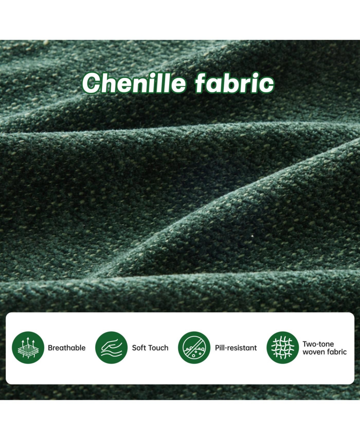 Streamdale Furniture Cloud Sectional L-Shaped Couch w/ Ottoman, Soft Chenille, Tufted, Green