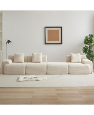 Streamdale Corduroy Modular Sofa with 4 Configurable Modules & 3 Pillows