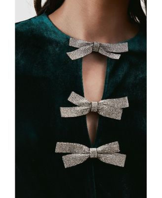 Women's Occasion Velvet Bow Midaxi Dress.