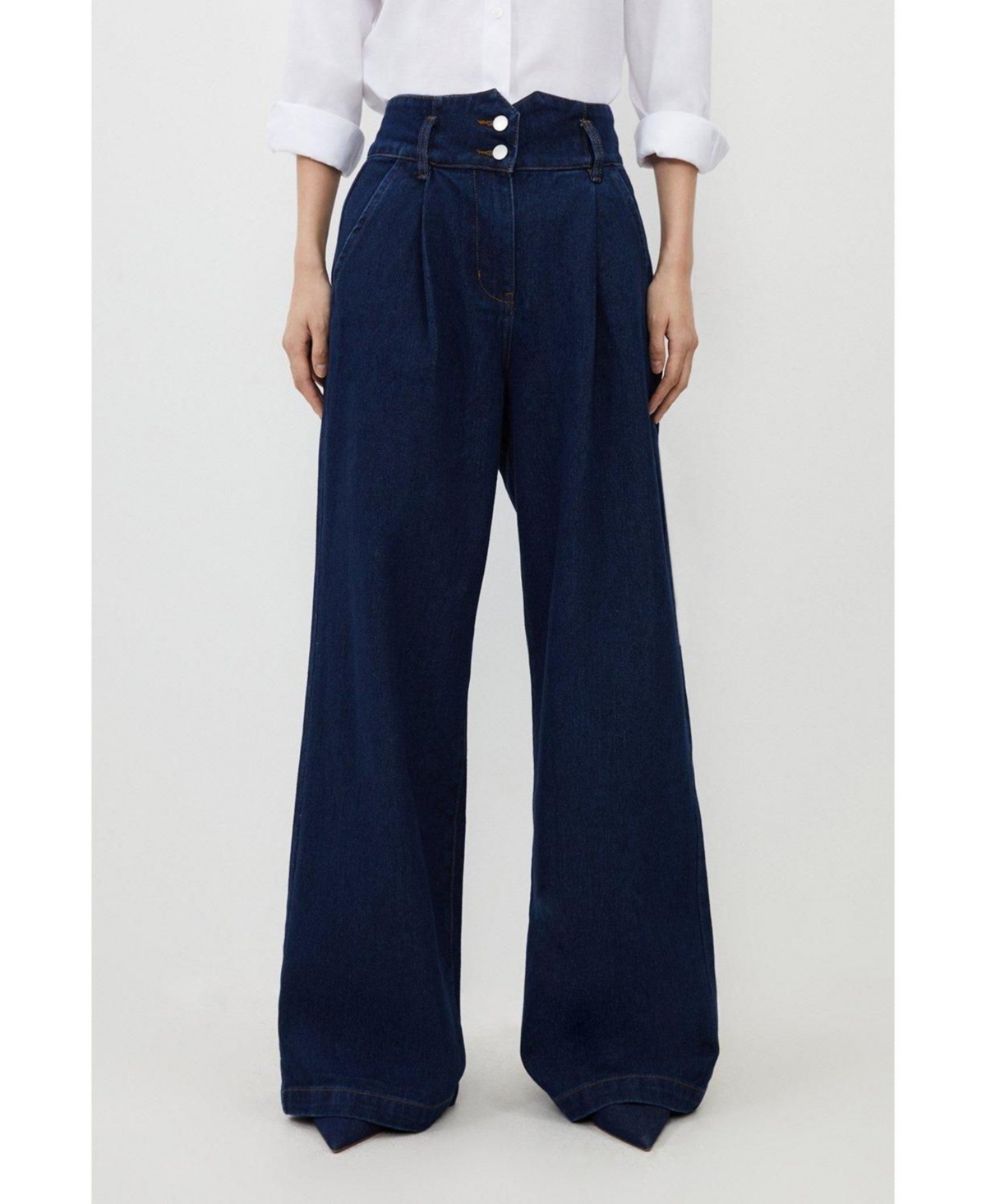 Karen Millen Women's Denim Wide Leg Pants
