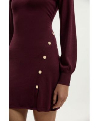 Women's Viscose Blend Popper Knit Mini Dress