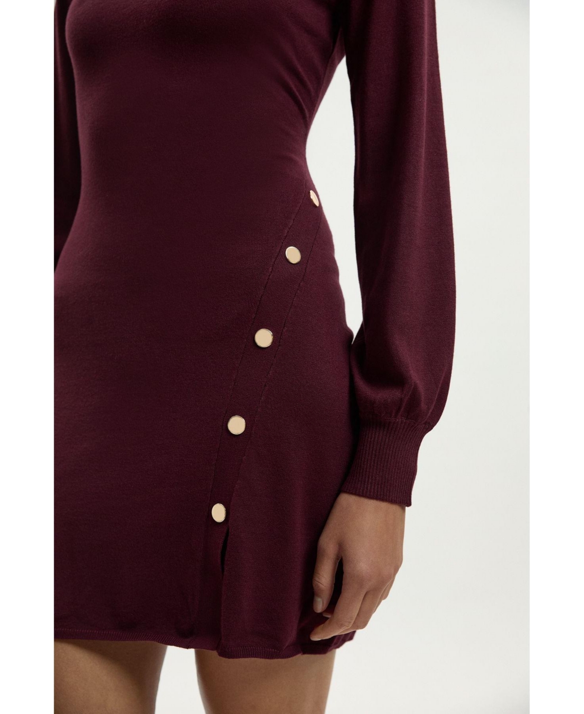 Karen Millen Women's Viscose Blend Popper Knit Mini Dress