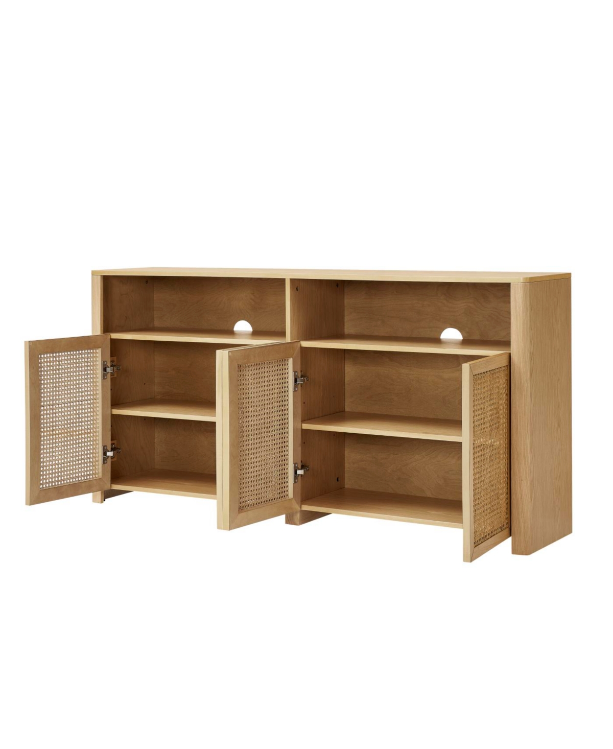 Streamdale 63" Mid Century Modern Rattan Sideboard Buffet Cabinet with Storage, Retro Coffee Bar