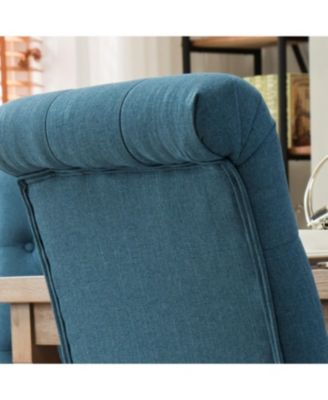 Streamdale Habit Solid Wood Tufted Parsons Dining Chair, Set of 2, Blue