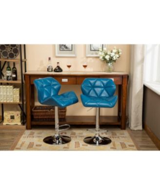 Streamdale Contemporary Tufted Adjustable Height Hidraulic Bar Stools, Set of 2, Blue