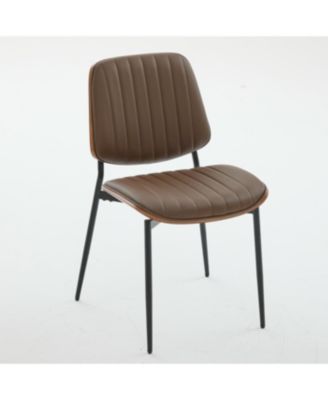 Dining Chairs Set of 2 Mid Century Modern Retro Faux Leather Chair (Brown PU)