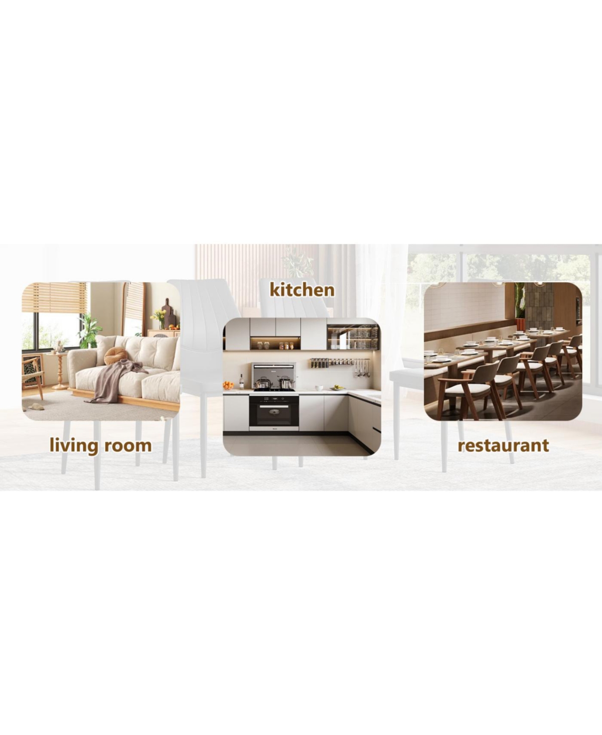 Streamdale Set of 4 Black & White Dining Chairs, Ergonomic Pu Backrest