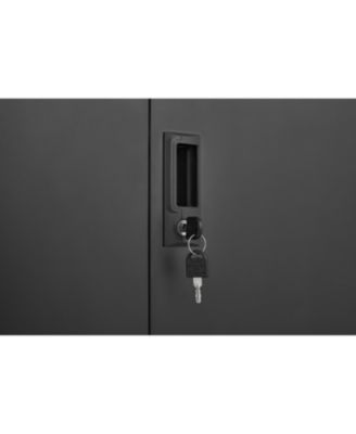 Streamdale Black Metal Large Wardrobe with Hanging Rod & Compartments, Lockable Closet