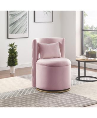 Streamdale 360 Swivel Velvet Chair w/ Storage & Gold Base