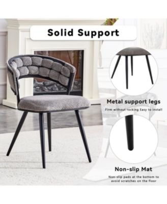Streamdale Set of 2 Gray Velvet Dining Chairs with Black Legs