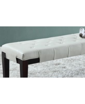 Streamdale Linon Tufted Bench, Faux Leather, White