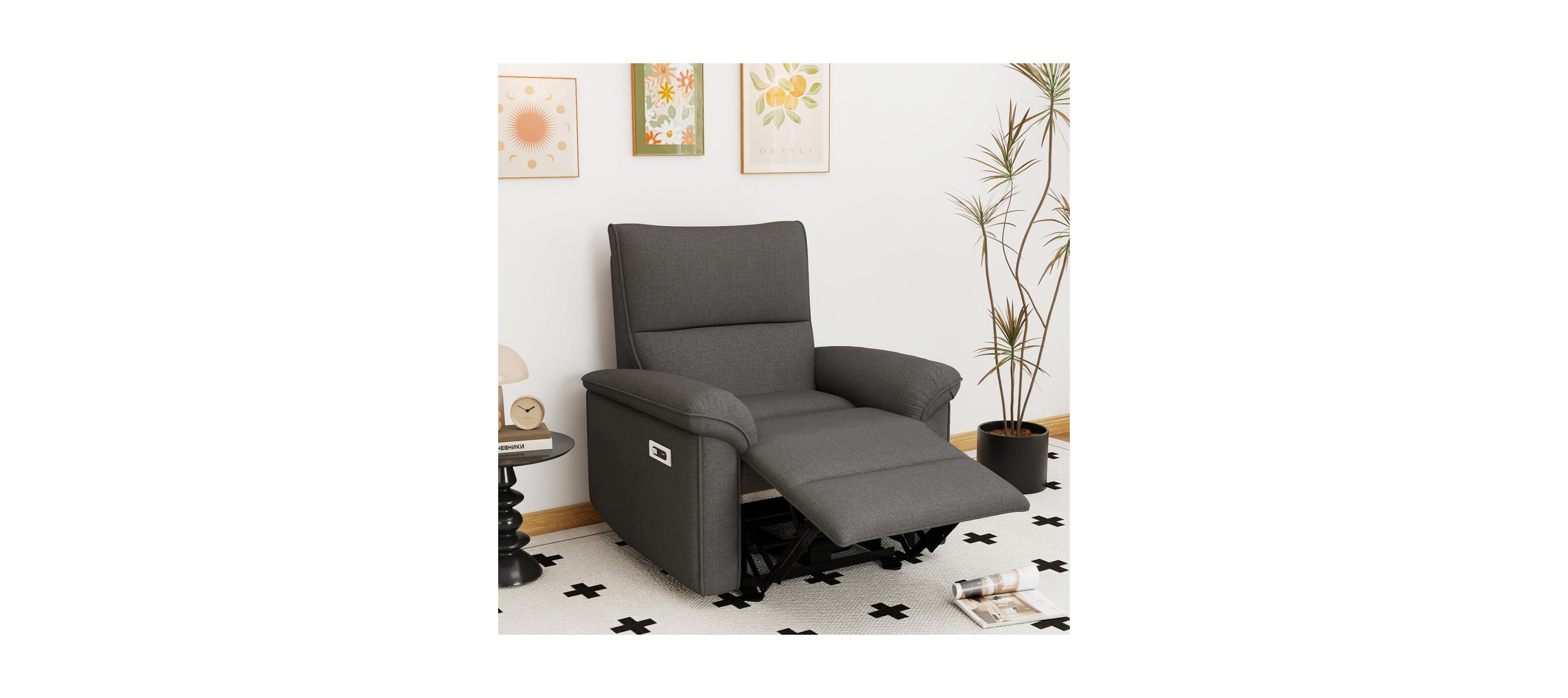 Streamdale Wall Hugger Zero Wall Power Recliner Chair with Usb (Dark Gray)