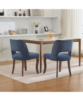 Streamdale Wooden Dining Chairs Set of 2, Modern Fabric Upholstered Kitchen Chairs, Blue
