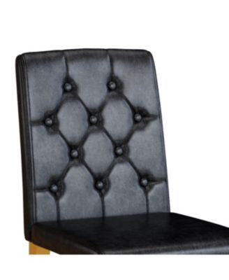 Streamdale 4-pack black PU ergonomic dining chairs with golden metal legs