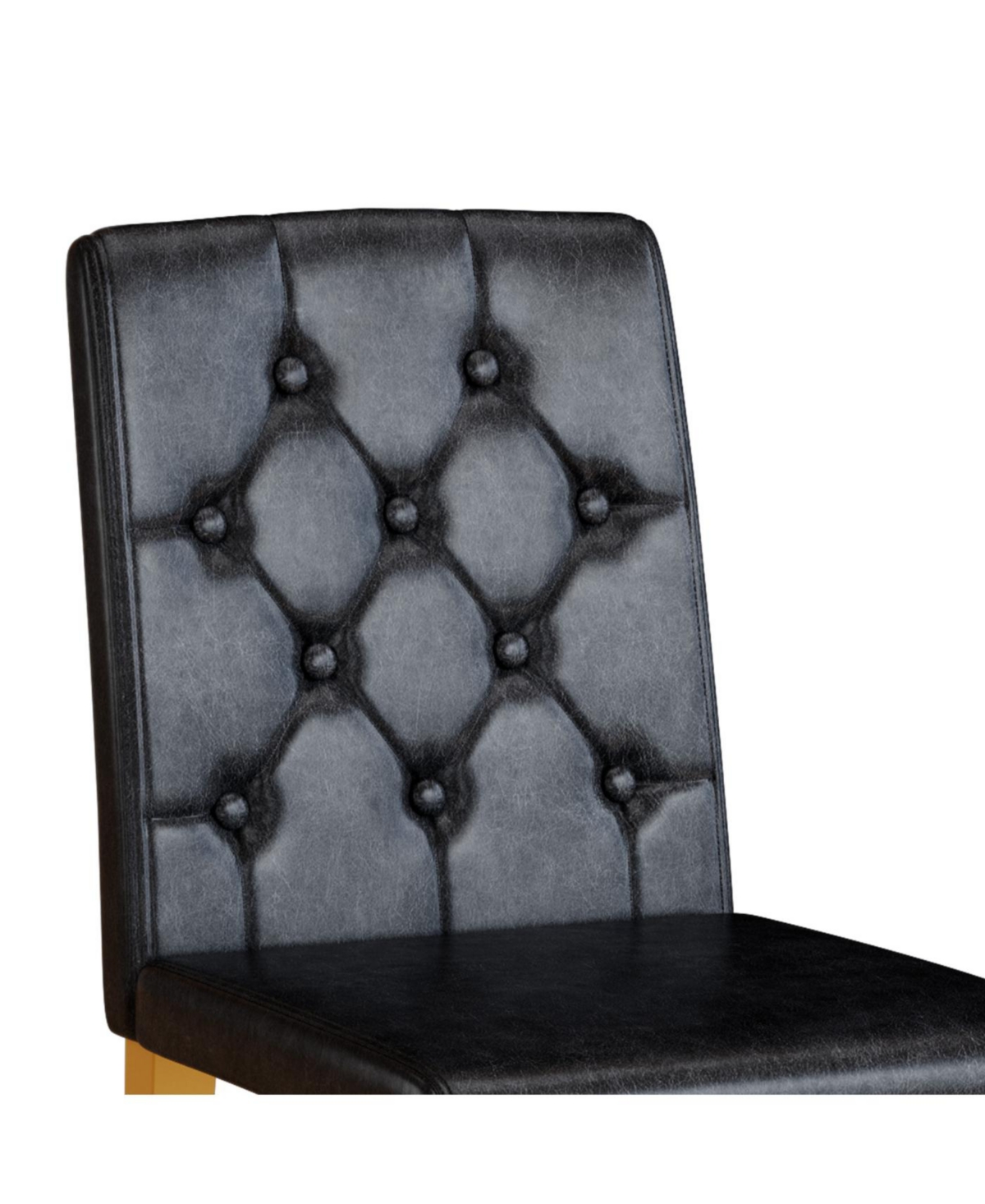 Streamdale 4-pack black Pu ergonomic dining chairs with golden metal legs