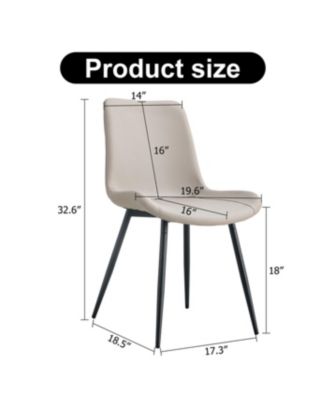 Light gray faux leather dining chair with curved cushion, black metal legs (4 chairs)