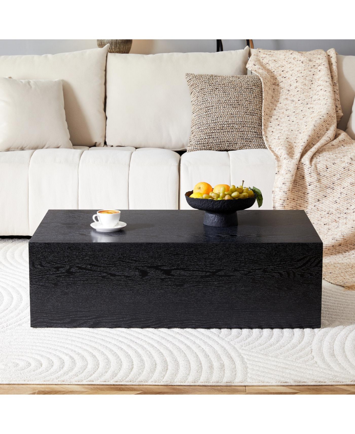 Streamdale Furniture Streamdale Black Wood Grain Mdf Coffee Table - Luxurious Design (70 characters)
