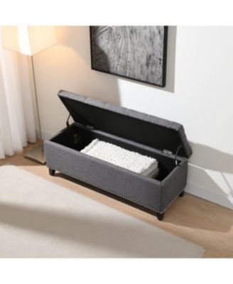 Streamdale 47.5" Storage Ottoman Bench with Safety Hinge, Button-Tufted, Supports 500lbs - Dark Grey