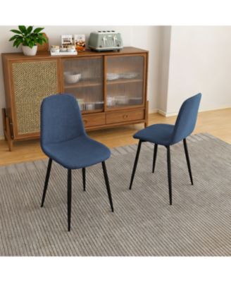 Streamdale Modern Blue Knit Dining Chairs with Iron Legs (Set of 4)