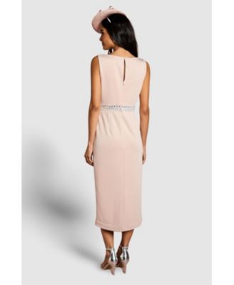 Women's Embellished Waist Ponte Midi Dress