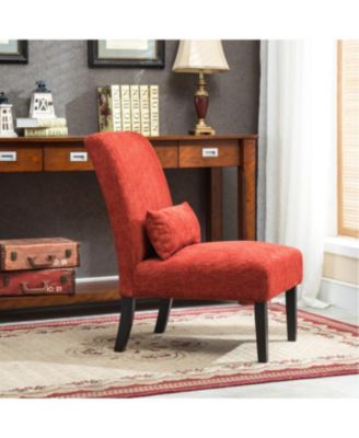 Streamdale Pisano Contemporary Chenille Fabric Armless Chair with Pillow, Red