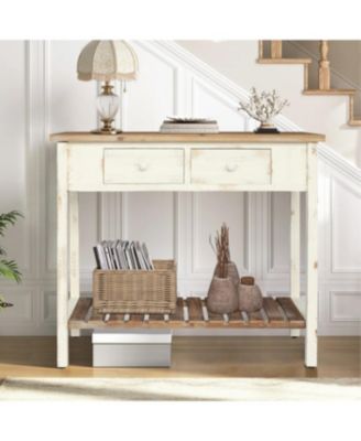 Streamdale Vintage Two-Drawer Console Table with Open Shelf