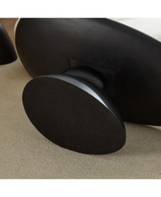 Streamdale Lucky Stone Oval Coffee Table, Modern Minimalist Fiberglass Center Table, Black