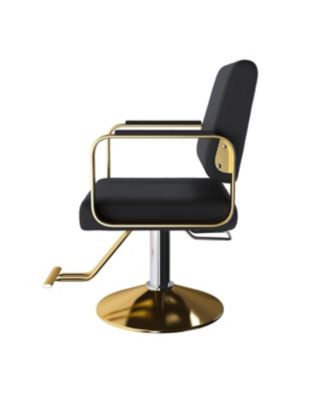 Hydraulic Salon Chair - 360 Swivel Barber Stylist Chair (Black+Gold)