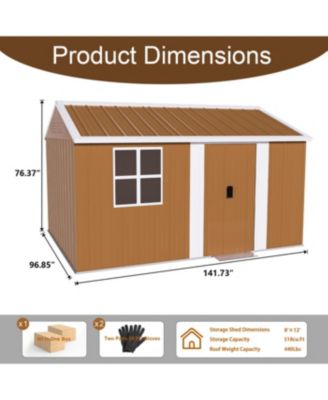 Streamdale 12x8 FT Heavy-Duty Metal Storage Shed with Windows &amp; Lockable Door
