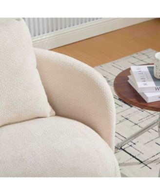 30"W Modern Swivel Barrel Chair with Pillow, Chenille Upholstered Comfy Armchair
