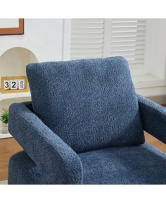 Navy Swivel Chair, Modern Rotating Arm Chair with Open Back