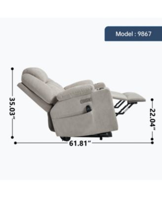 Polyester Power Lift Recliner Chair, 350 LBS Capacity, 8-Point Massage, Heating, USB/Type-C, Beige