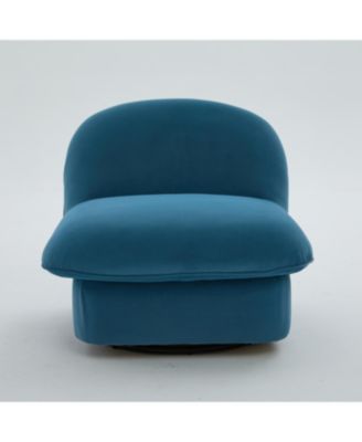 Velvet Swivel Chair with 360-degree Metal Base