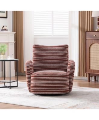 Streamdale Modern Style Swivel Leisure Chair with Striped Armrest