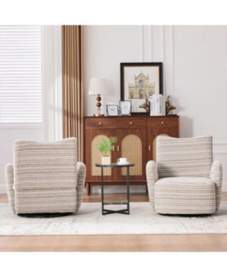 Streamdale Modern 360 Swivel Leisure Chair with Striped Armrest