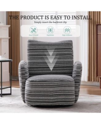 Streamdale Modern Swivel Leisure Chair with Striped Armrest