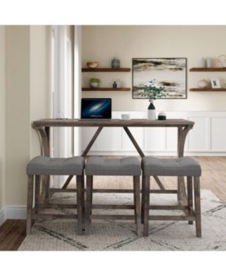 Streamdale Bar Table Set with Power Outlet, 4 Piece Industrial Dining Set