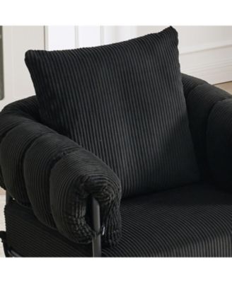 Modern Teddy Fleece Chair with Gold Legs, Black