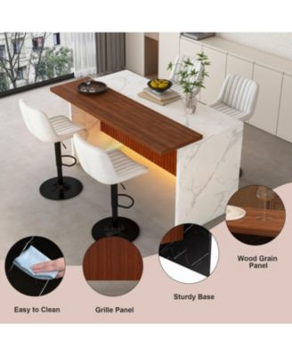 Streamdale Modern Kitchen Island Set with 4 Beige Bar Stools