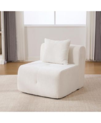 31" Modular Cloud Armless Chair with Ottoman Set, Ivory