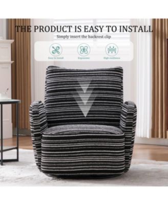 Streamdale Modern Style Swivel Leisure Chair with Striped Armrest
